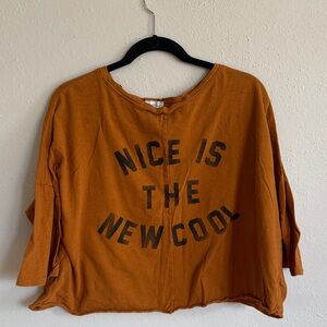 BUCKETLIST Rust Orange Crop Top with Black Lettering